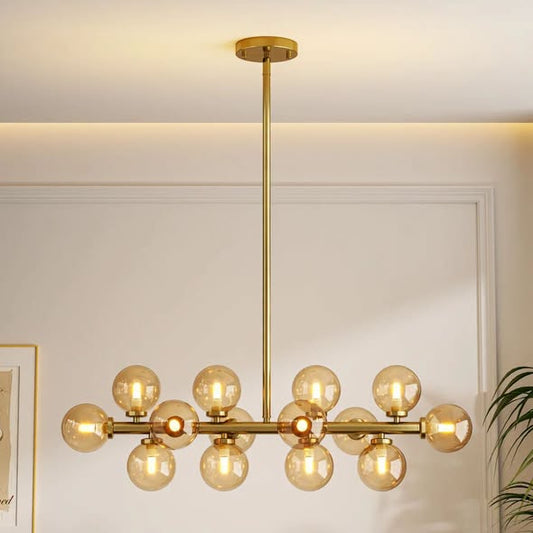 Ether 14-Light Modern Gold Sputnik Linear Chandelier
