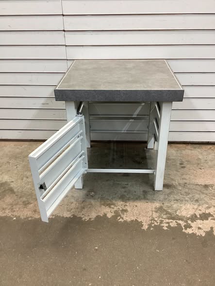 Outdoor Metal Patio Accent Table with Door