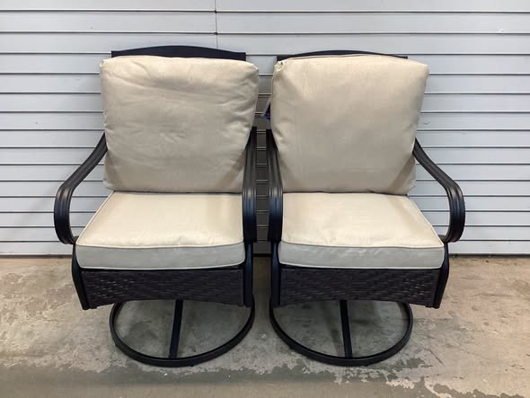 Alyah Swivel Outdoor Patio Dining Chair with Cushion (Set of 2)