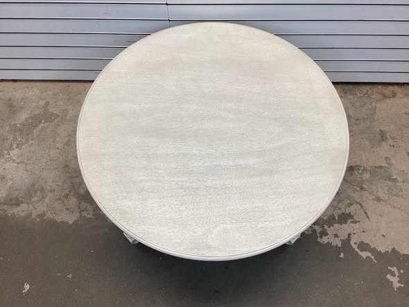 Galano Round Coffee Table with Solid Wood Legs in Antique White