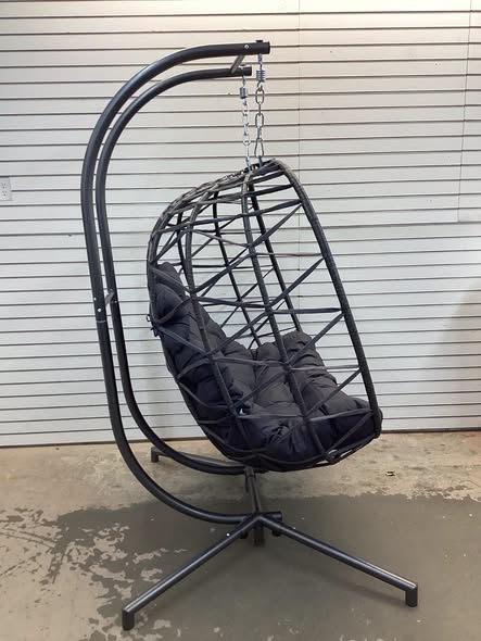 Celyne 2 Person Outdoor/Indoor Porch Swing with Stand Double Hanging Egg Chair with Cozy Cushion