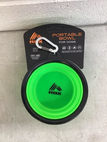 RBX Collapsible Travel Dog Water Bowl with Carabiner Clip Non-Slip Base