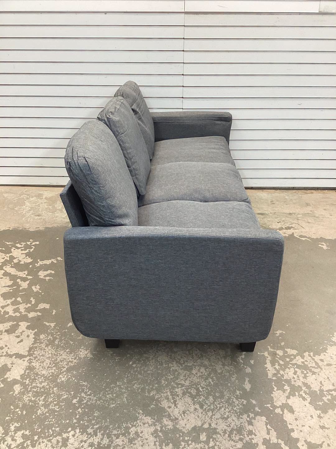 75" Modern Linen 3 Seater Sofa with Deep Seat, Dark Gray