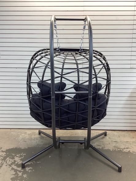 Celyne 2 Person Outdoor/Indoor Porch Swing with Stand Double Hanging Egg Chair with Cozy Cushion