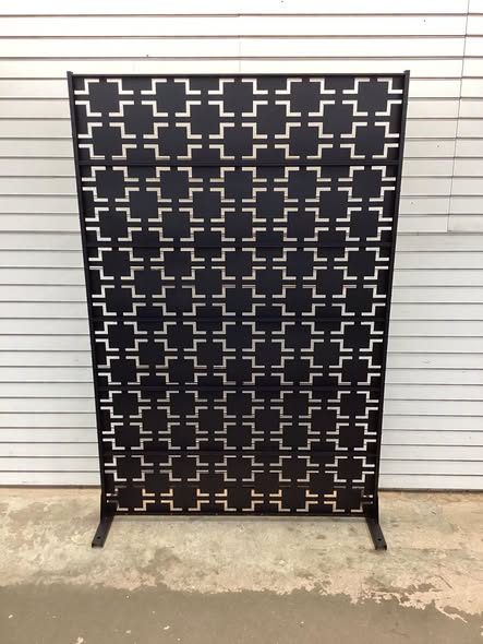 Lumioca  47.25 H x 72.25” H Black Square Metal Outdoor Privacy Screen Decorative Art Panel