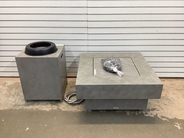Rutherford Grey Concrete 30 in. Square Low Profile Steel Gas Fire Pit with Tank Holder