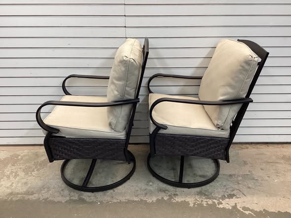 Alyah Swivel Outdoor Patio Dining Chair with Cushion (Set of 2)