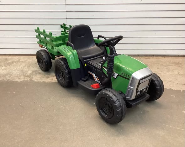 Costway 12V Kids Ride On Tractor with Trailer Ground Loader w/ RC & Lights Dark Green