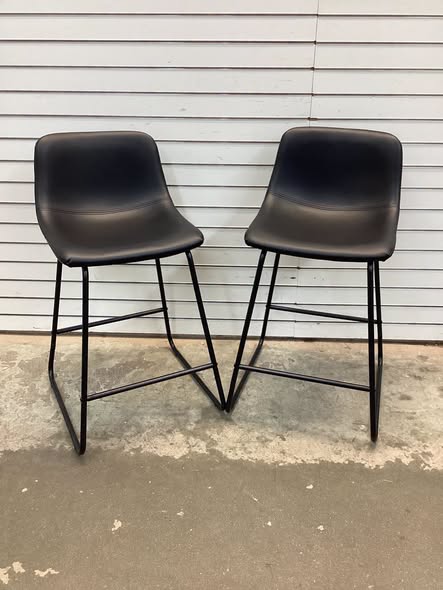 Modern PU Leather Bar Stools with Cushioned Seat, Set of 2