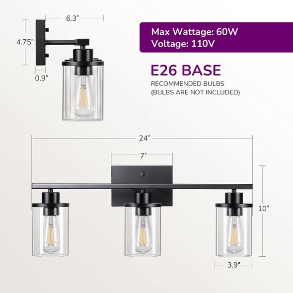 Beaudette Dimmable Vanity Light for Bathroom