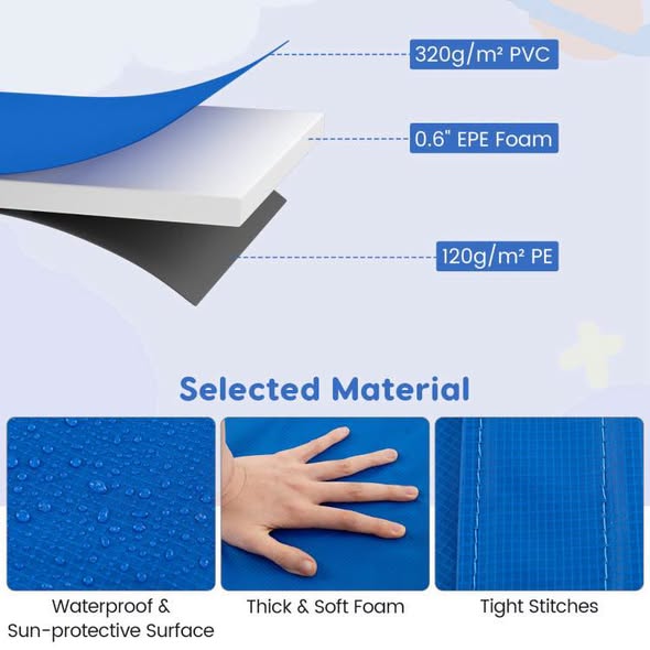 Brand New Costway 16Ft Trampoline Pad Replacement Safety Pad with Fixing Straps (Blue)