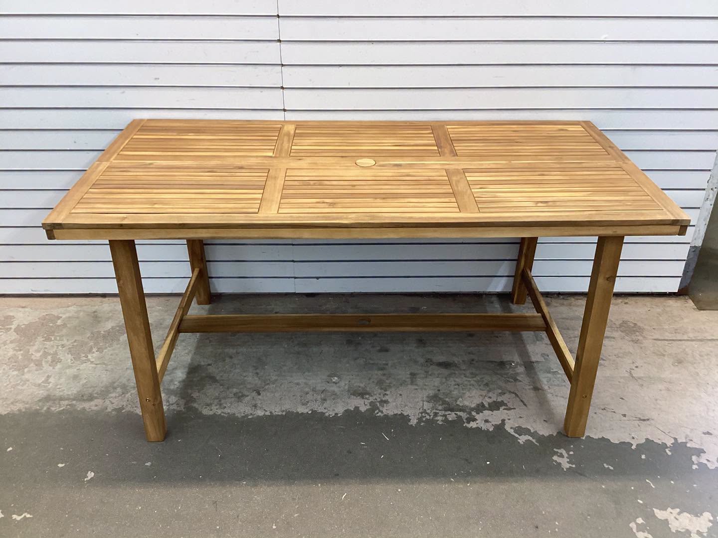 Costway 63" Acacia Wood Dining Table for 6 People with 1.97" Umbrella Hole for Kitchen