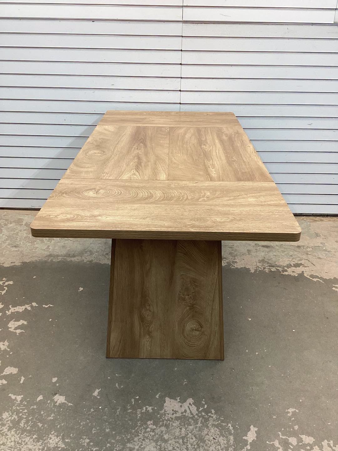 Roesler Brown Wood 63 in. Pedestal Dining Table Seats-6, Modern Kitchen Table with Heavy Duty Legs