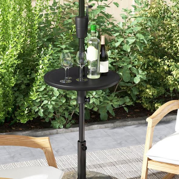 Costway 20 Inches Outdoor Adjustable Umbrella Table with 1.5 Inches Umbrella Hole