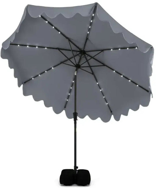 Costway 10 FT Outdoor Patio Umbrella with Solar LED Lights and Weighted Base