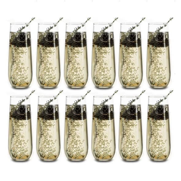 Libbey Stemless Champagne Flute Glasses, 8.5 Oz. (Set of 12)