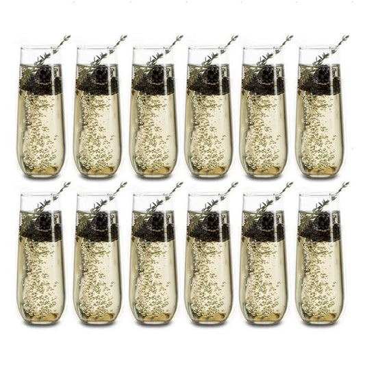 Libbey Stemless Champagne Flute Glasses, 8.5 Oz. (Set of 12)