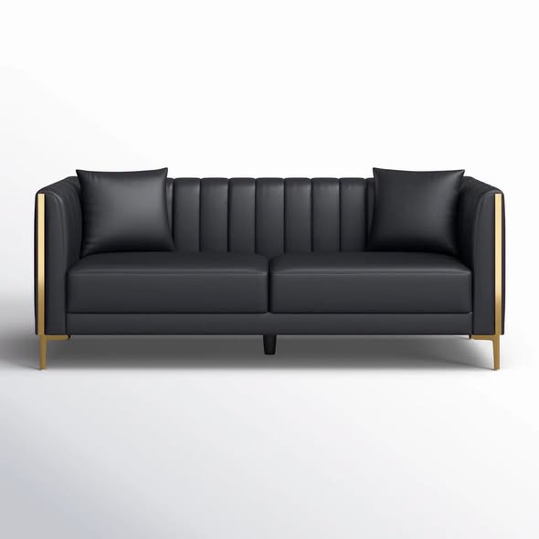 Dreiling 77.6" Faux Leather Tuxedo Arm Sofa By Willa Arlo