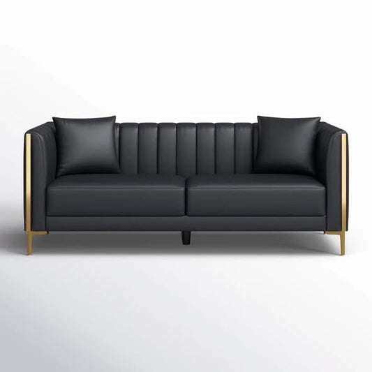Dreiling 77.6" Faux Leather Tuxedo Arm Sofa By Willa Arlo