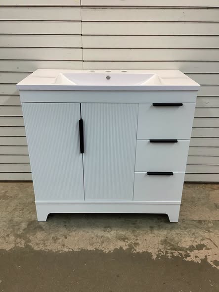 36" Single Bathroom Vanity Cabinet Base with Jonathan Ancillary Sink Basin Vanity Top