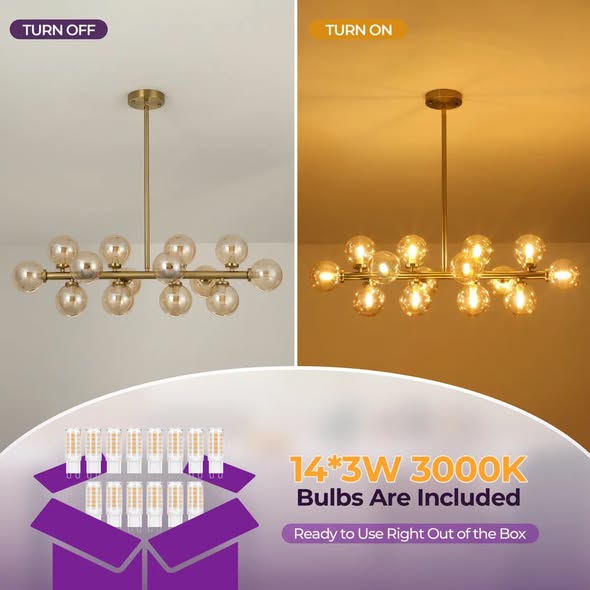 Ether 14-Light Modern Gold Sputnik Linear Chandelier