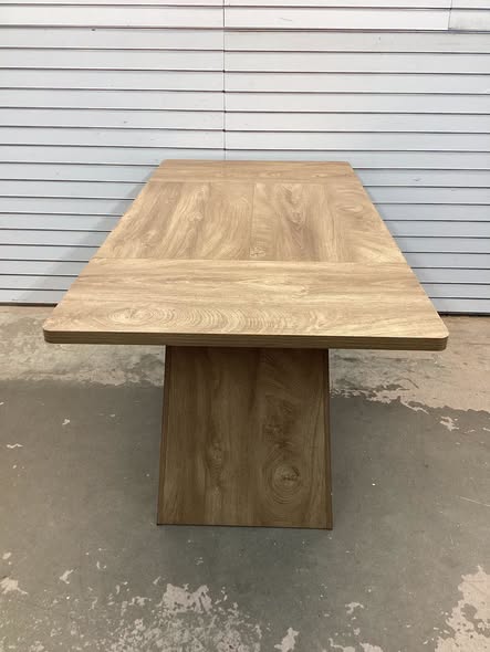 Roesler Brown Wood 63 in. Pedestal Dining Table Seats-6, Modern Kitchen Table with Heavy Duty Legs