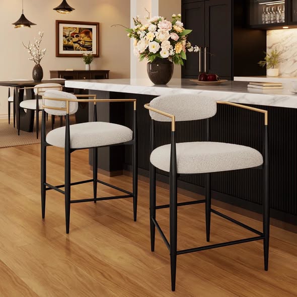 Velora Upholstered 25.8" Counter Stool, Modern Sleek Bar Chair (Set of 2)