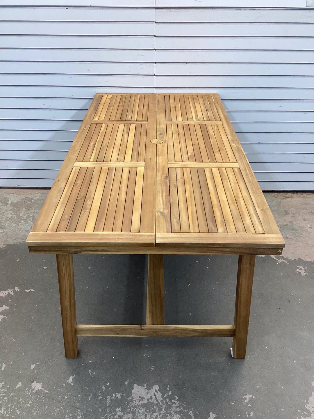 Costway 63" Acacia Wood Dining Table for 6 People with 1.97" Umbrella Hole for Kitchen