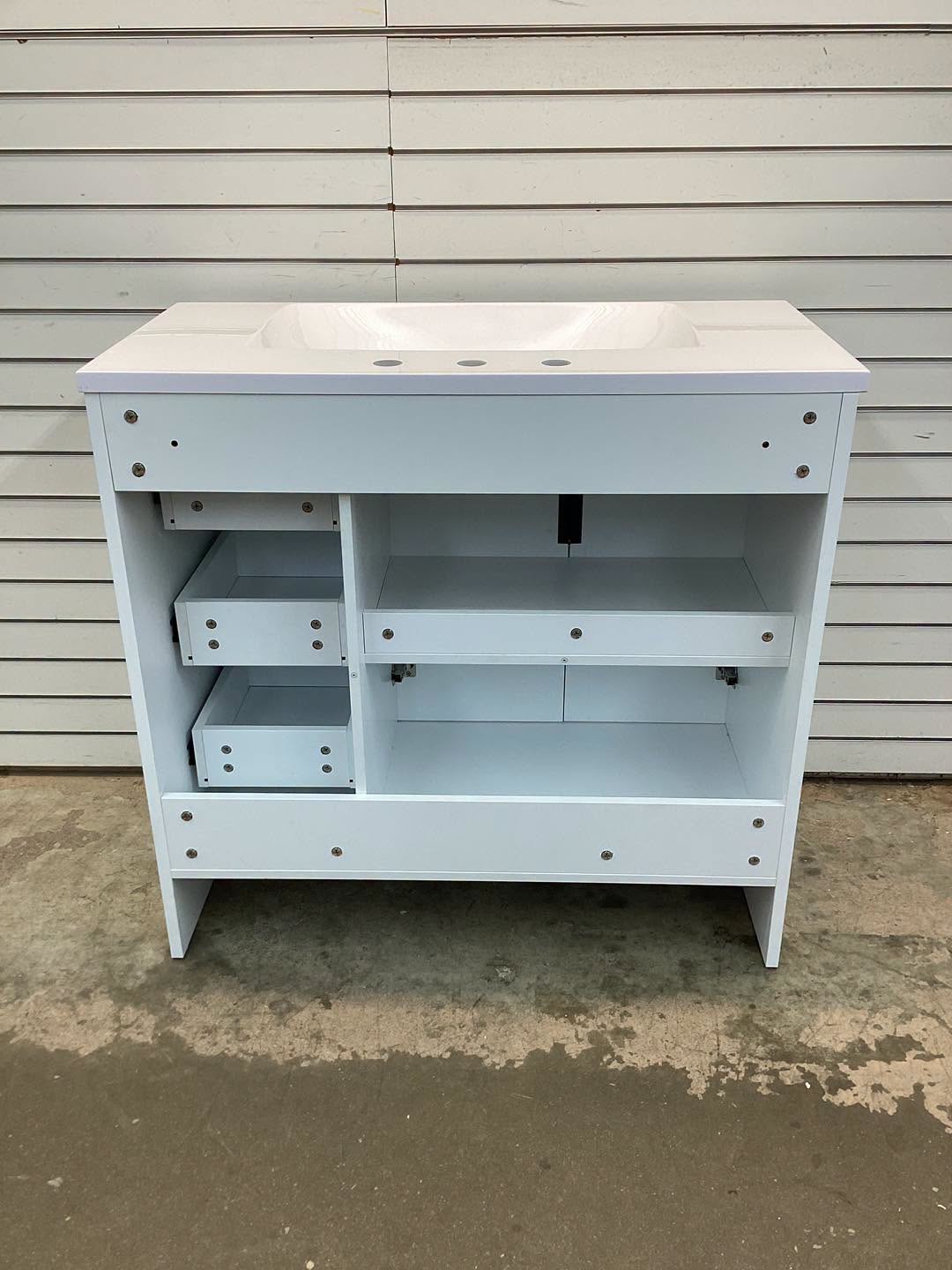 36" Single Bathroom Vanity Cabinet Base with Jonathan Ancillary Sink Basin Vanity Top