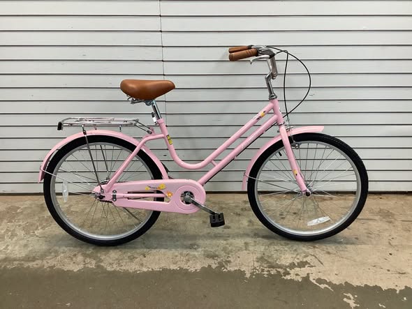 24 Inch Beach Cruiser Bike for Women with Rear Rack - Pink