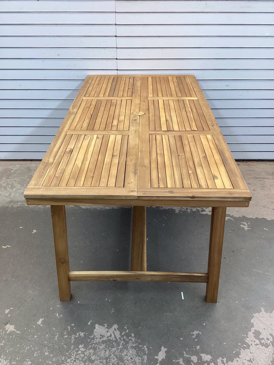 Costway 63" Acacia Wood Dining Table for 6 People with 1.97" Umbrella Hole for Kitchen