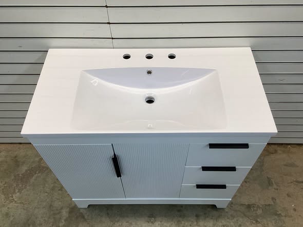 36" Single Bathroom Vanity Cabinet Base with Jonathan Ancillary Sink Basin Vanity Top