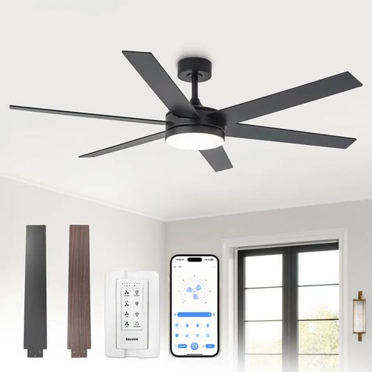 Vaczon 60" Modern Smart Large Ceiling Fan with Dimmable LED Lights