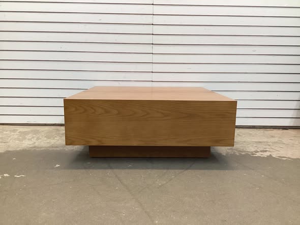 POVISON Mid Century Modern Coffee Table, Minimalist Wood Veneer Coffee Table with Storage