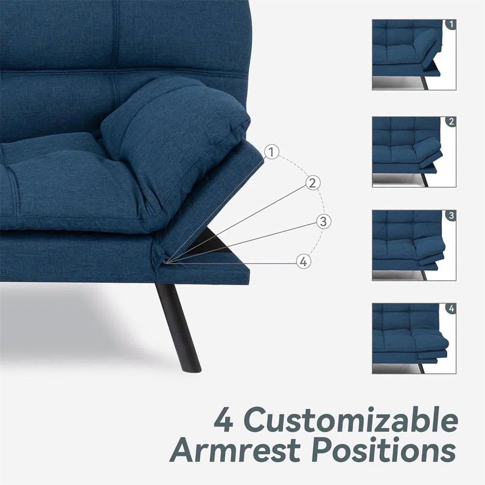 Convertible Futon Sofa Bed with Memory Foam By George Oliver