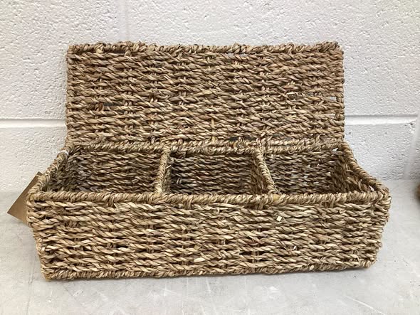 Hand-Woven Seagrass Box With 3 Sections