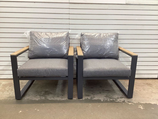 All Aluminum Outdoor Chair with Soft Cushions (Set of 2)