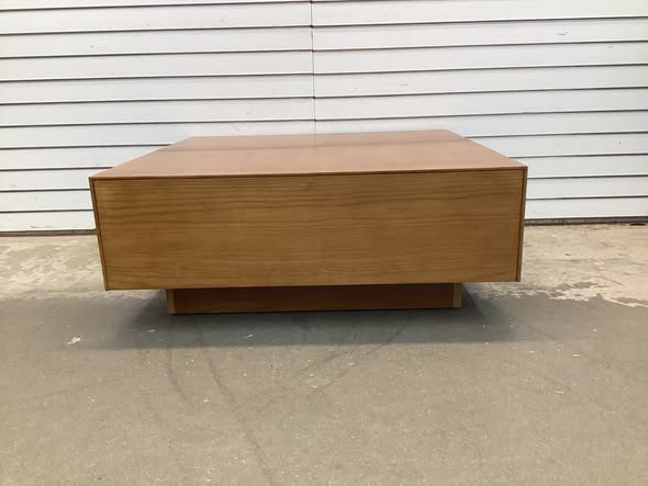 POVISON Mid Century Modern Coffee Table, Minimalist Wood Veneer Coffee Table with Storage