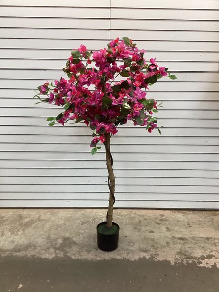 53" Artificial Bougainvillea Tree, Faux Silk Flower Plant in Pot with 576 Flowers & 288 Leaves