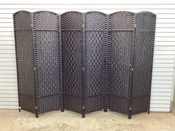 Elmina 6 Ft Folding Room Divider Privacy Screen Home Decor Diamond Weave Fiber Double Hinges