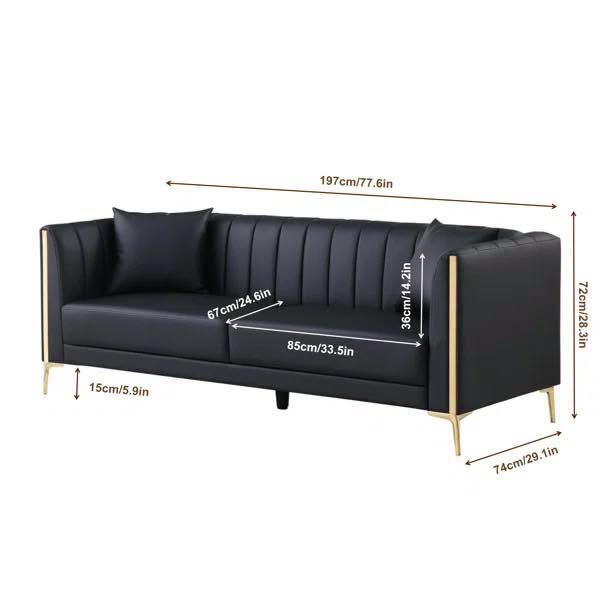 Dreiling 77.6" Faux Leather Tuxedo Arm Sofa By Willa Arlo