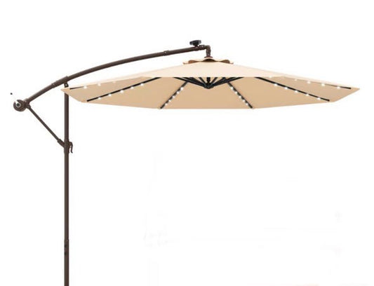 10 Feet Cantilever Umbrella with 32 LED Lights and Solar Panel Batteries
