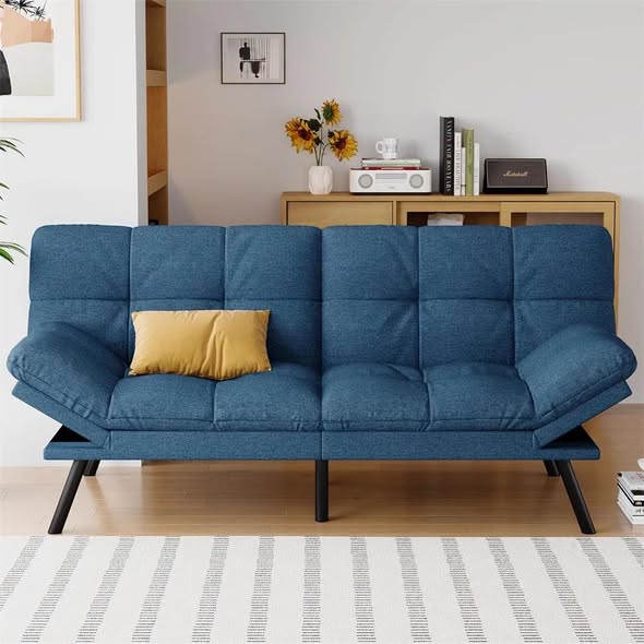 Convertible Futon Sofa Bed with Memory Foam By George Oliver