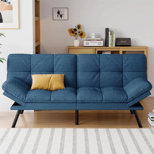 Convertible Futon Sofa Bed with Memory Foam By George Oliver