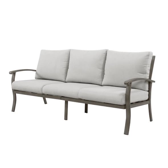 Nettleton Aluminum 3-Seat Outdoor Patio Sofa With Light Gray Cushions