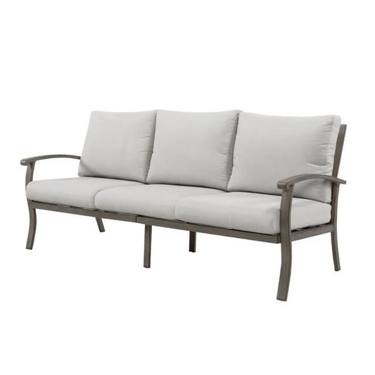 Nettleton Aluminum 3-Seat Outdoor Patio Sofa With Light Gray Cushions
