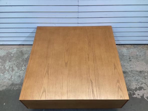 POVISON Mid Century Modern Coffee Table, Minimalist Wood Veneer Coffee Table with Storage