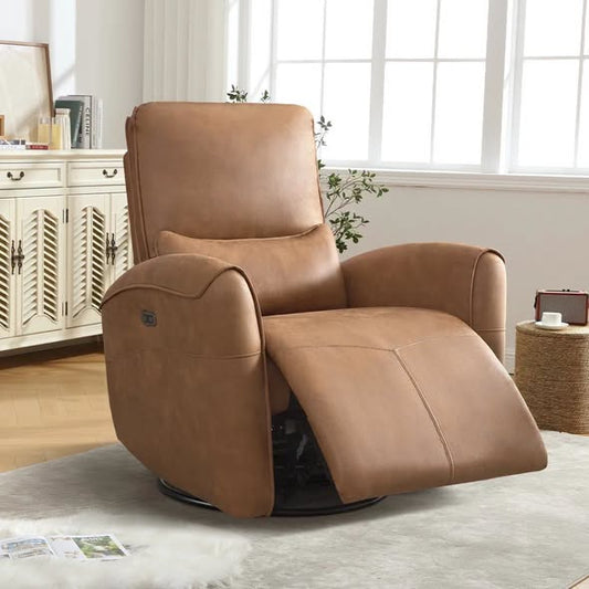 33.8" Wide Modern Comfortable Swivel And Rocker Power Recliner with USB Port