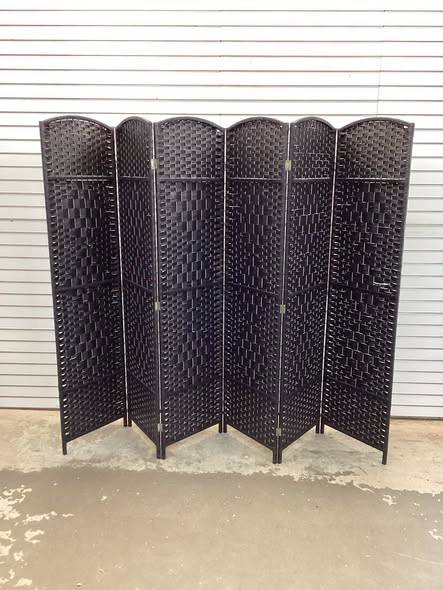 Elmina 6 Ft Folding Room Divider Privacy Screen Home Decor Diamond Weave Fiber Double Hinges