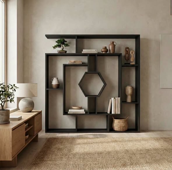 Okane 52" H x 52" W Geometric Bookcase